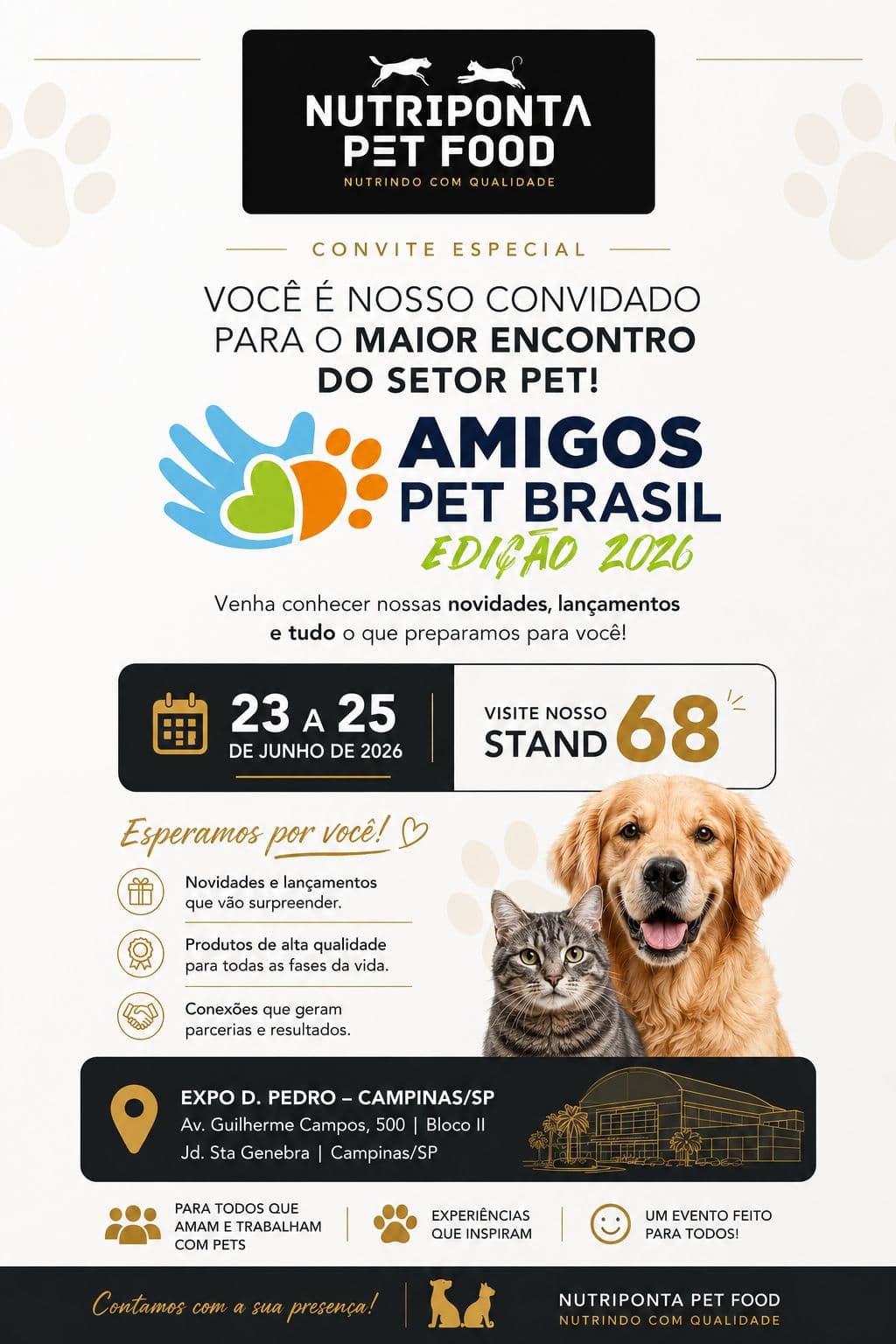 Nutriponta Pet Food Confirmada na Amigos Pet Brasil 2026: Visite Nosso Stand em Campinas